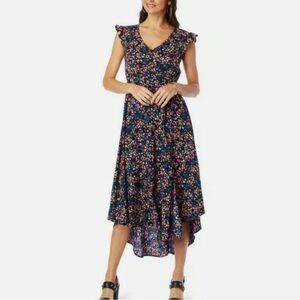 Jessica Simpson Hi-Low Floral Summer Dress Empire Waist Flowy Boho Chic Size M